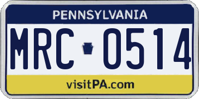 PA license plate MRC0514