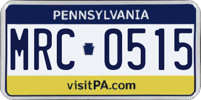PA license plate MRC0515