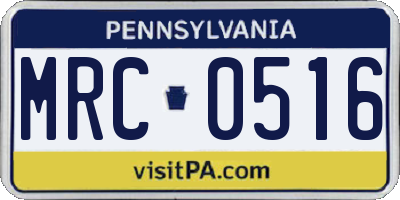 PA license plate MRC0516