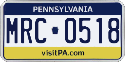 PA license plate MRC0518