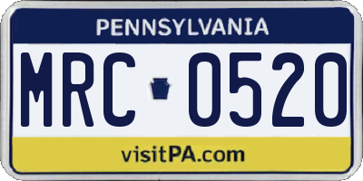 PA license plate MRC0520