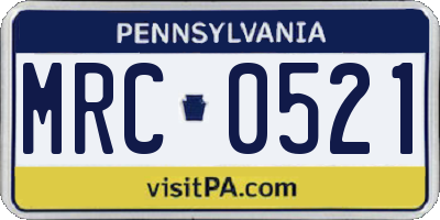 PA license plate MRC0521