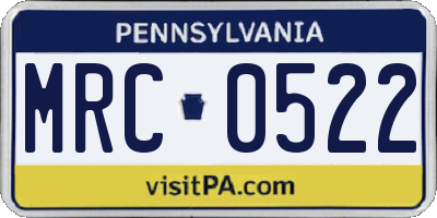 PA license plate MRC0522