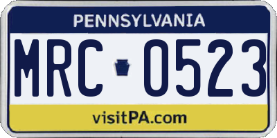 PA license plate MRC0523