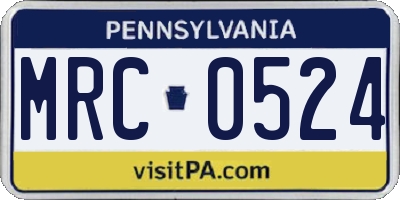 PA license plate MRC0524