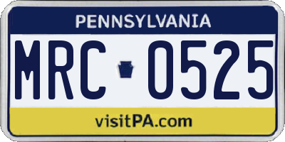 PA license plate MRC0525