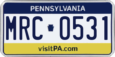 PA license plate MRC0531