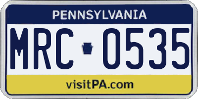 PA license plate MRC0535