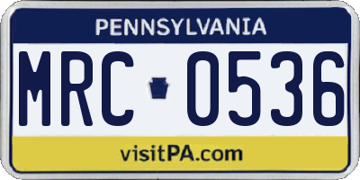 PA license plate MRC0536