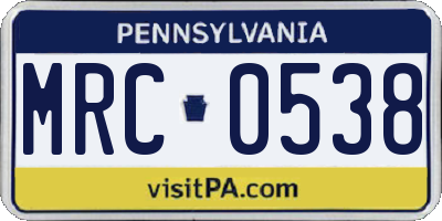 PA license plate MRC0538