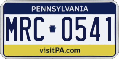 PA license plate MRC0541