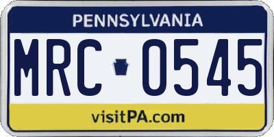 PA license plate MRC0545