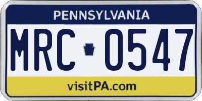 PA license plate MRC0547