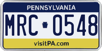PA license plate MRC0548