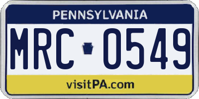 PA license plate MRC0549