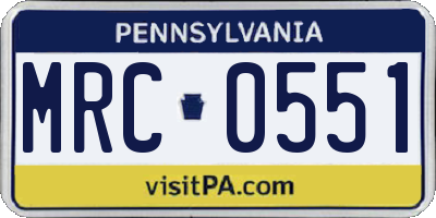 PA license plate MRC0551