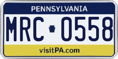 PA license plate MRC0558