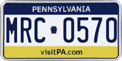 PA license plate MRC0570