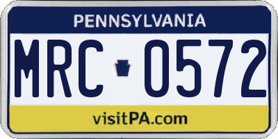 PA license plate MRC0572