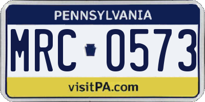 PA license plate MRC0573
