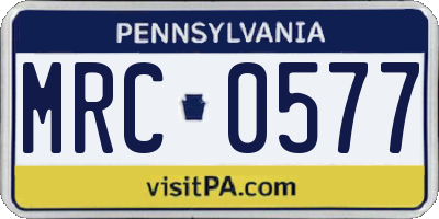 PA license plate MRC0577