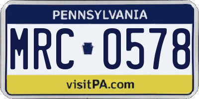 PA license plate MRC0578