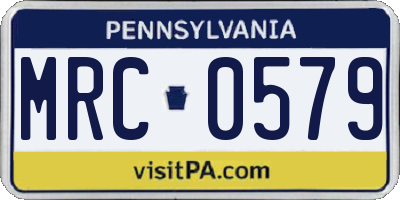 PA license plate MRC0579