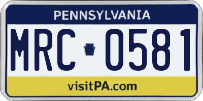 PA license plate MRC0581
