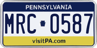 PA license plate MRC0587