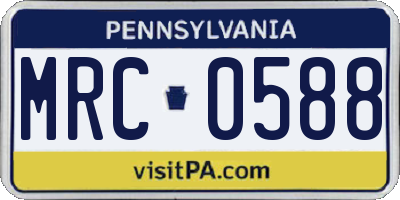 PA license plate MRC0588