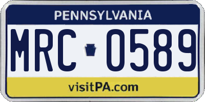 PA license plate MRC0589