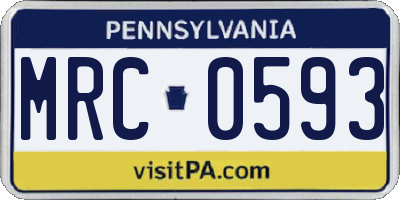 PA license plate MRC0593