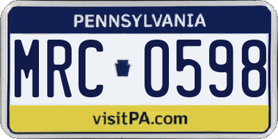 PA license plate MRC0598