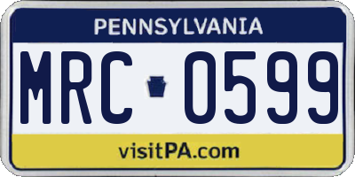 PA license plate MRC0599
