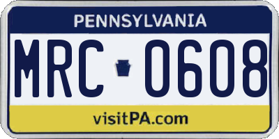 PA license plate MRC0608