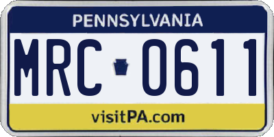 PA license plate MRC0611