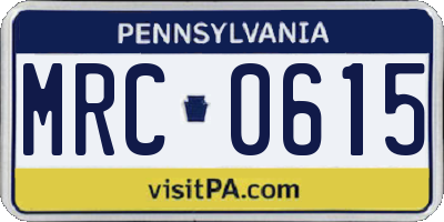 PA license plate MRC0615