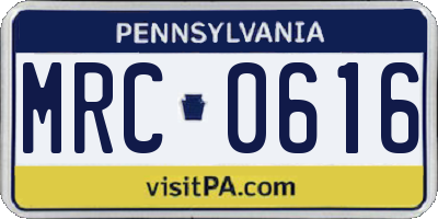 PA license plate MRC0616