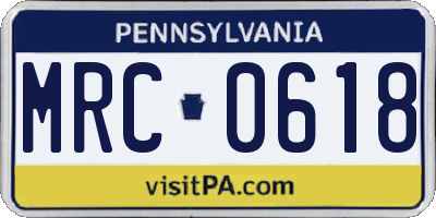 PA license plate MRC0618