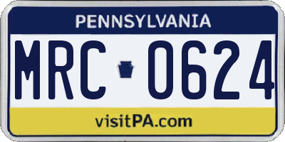 PA license plate MRC0624
