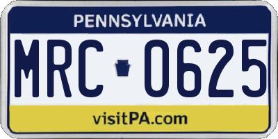 PA license plate MRC0625