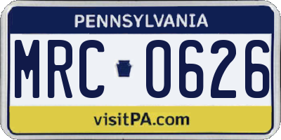 PA license plate MRC0626