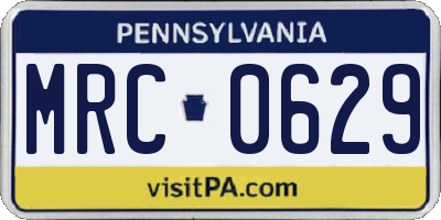 PA license plate MRC0629