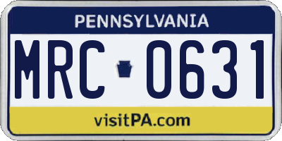 PA license plate MRC0631