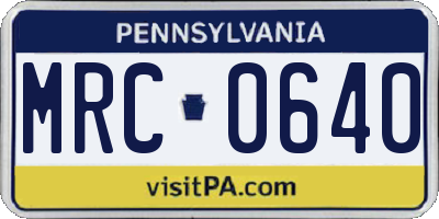 PA license plate MRC0640