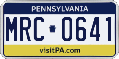 PA license plate MRC0641