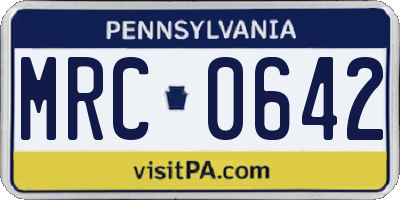 PA license plate MRC0642