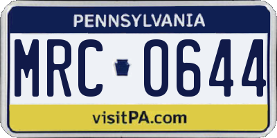 PA license plate MRC0644
