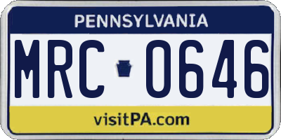 PA license plate MRC0646