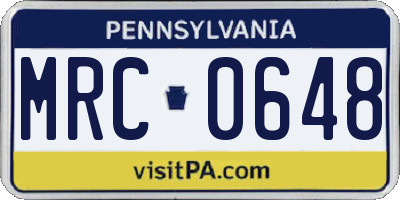 PA license plate MRC0648